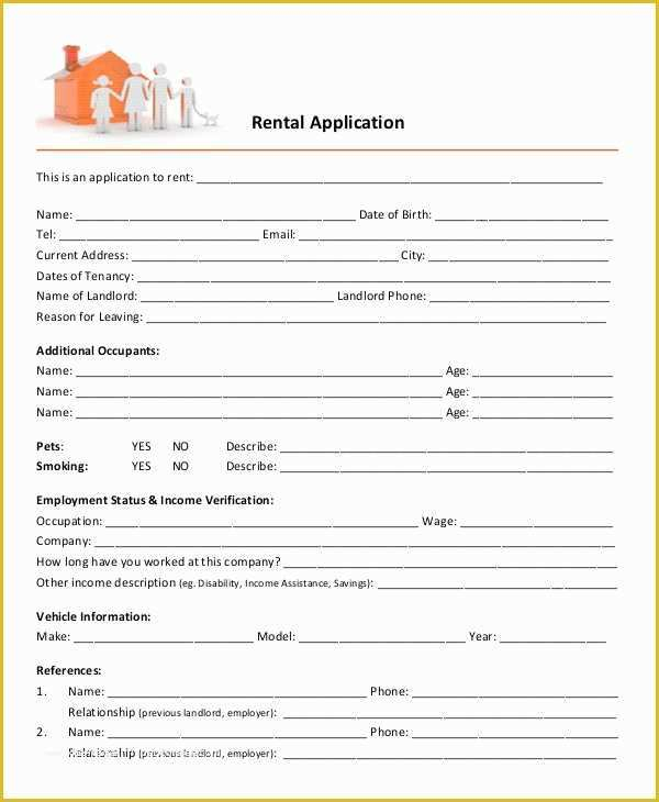 Apartment Application Template Free Of Printable Sample Rental 