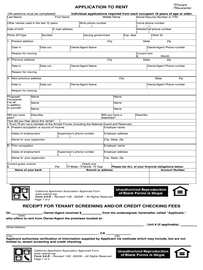 Application To Rent Fill Online Printable Fillable Blank PDFfiller