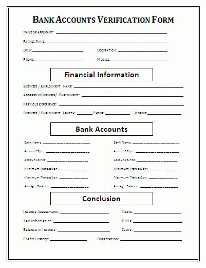 Bank Account Verification Form Employment Form Being A Landlord 