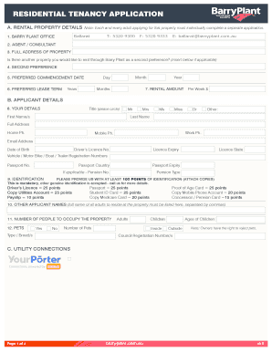 Barry Plant Rental Application Fill Online Printable Fillable