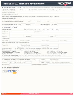 Barry Plant Rental Application Fill Online Printable Fillable 