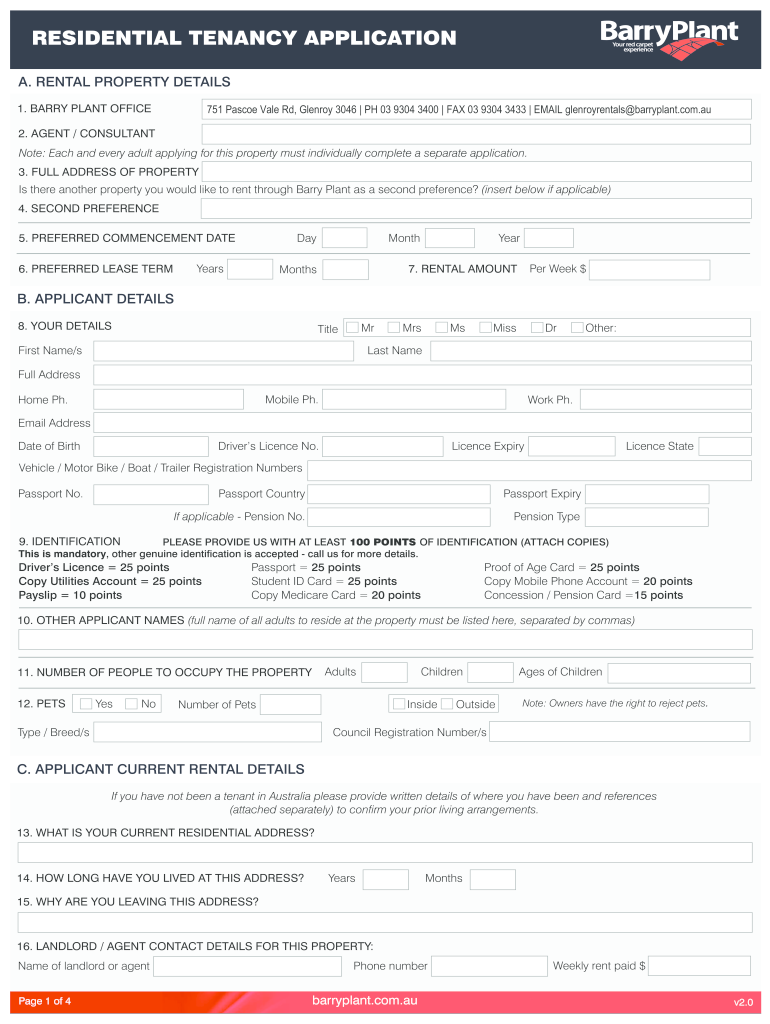 Barry Plant Rental Application Fill Out And Sign Printable PDF 