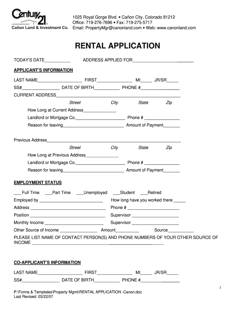 Century 21 Rental Application Fill Online Printable Fillable Blank