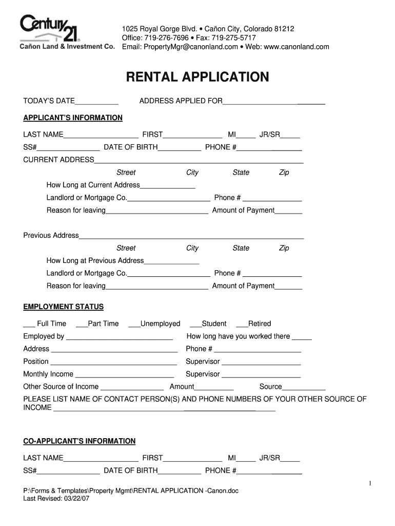 Century 21 Rental Application Fill Online Printable Fillable Blank 