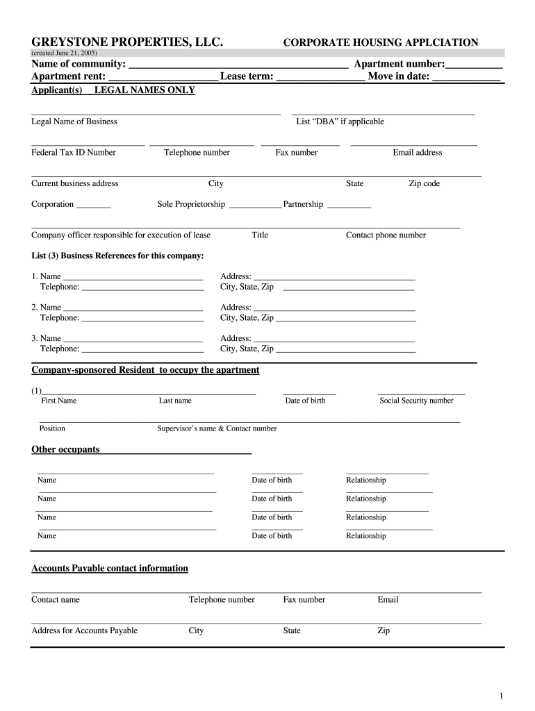 Corporate Rental Application Fill Online Printable Fillable Blank 