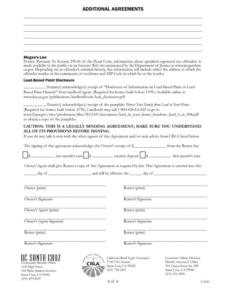 Download Free California Month To Month Rental Agreement Printable 