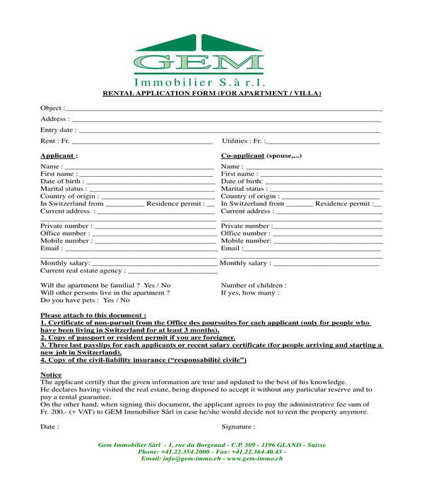 FREE 7 Apartment Rental Application Forms In PDF MS Word