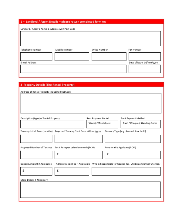 FREE 8 Sample Rental Application Templates In PDF MS Word