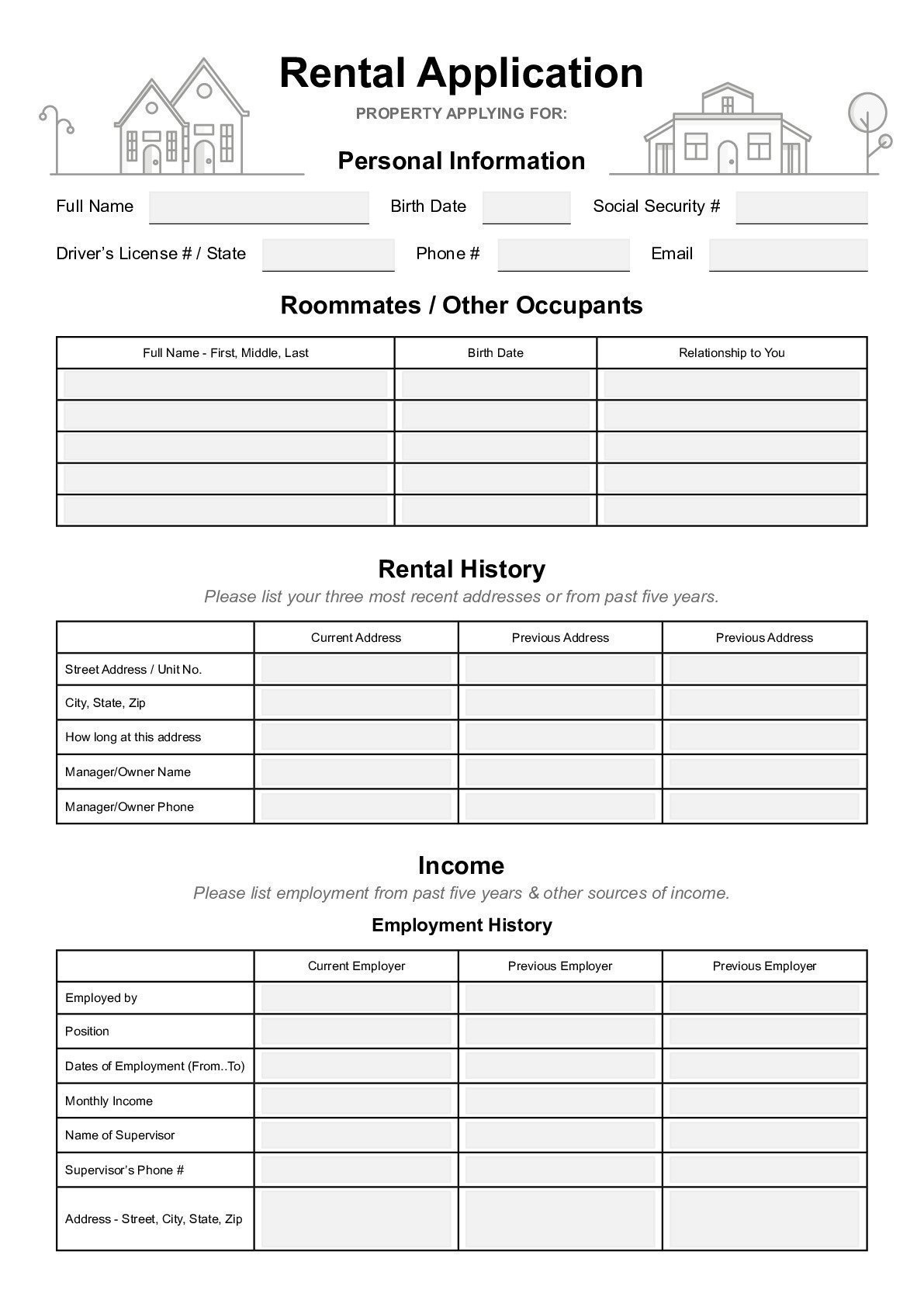 Free Colorado Rental Application Form PDF Word 2021 Version