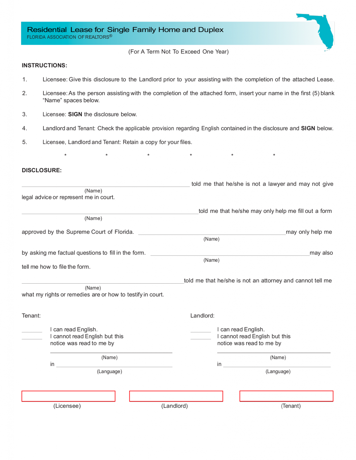 Free Florida Association Of Realtors Lease Agreement PDF EForms