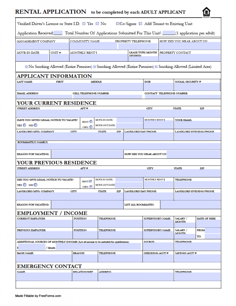 Free Oregon Rental Application Form PDF