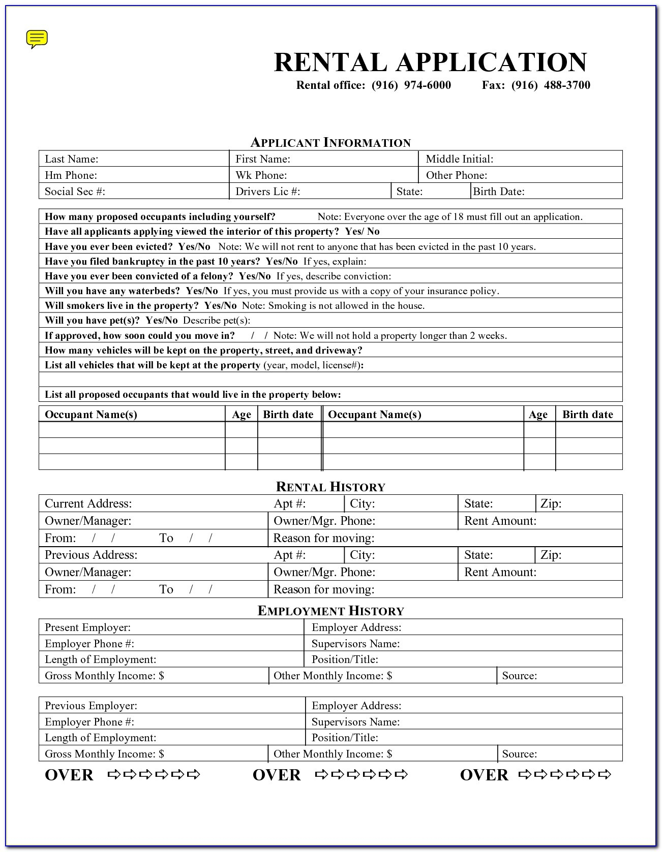 Free Printable Rental Application Form Free Printable