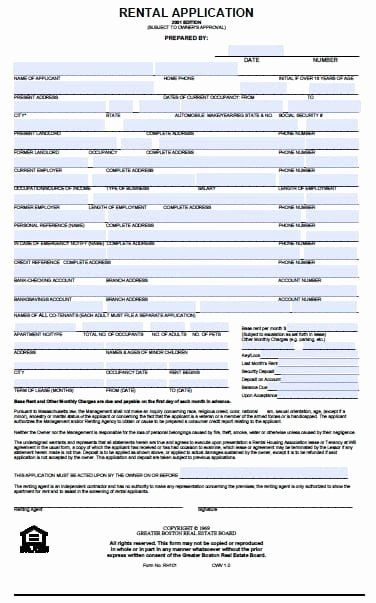 Free Rental Application Form Template Beautiful Free Massachusetts 