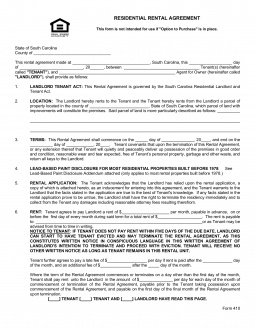 Free South Carolina Association Of Realtors Lease Agreement Form 410 