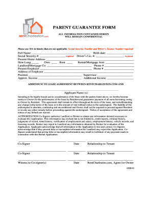 Guarantee Form For Rental Fill Online Printable Fillable Blank 