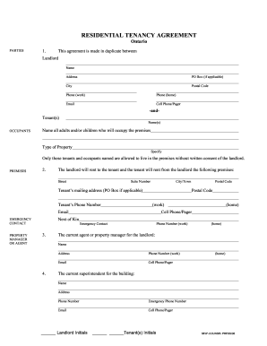 Job Application Form Residential Tenancy Agreement Ontario Templates 