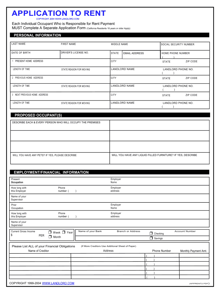 Landlord Com Application To Rent 2020 Fill And Sign Printable 