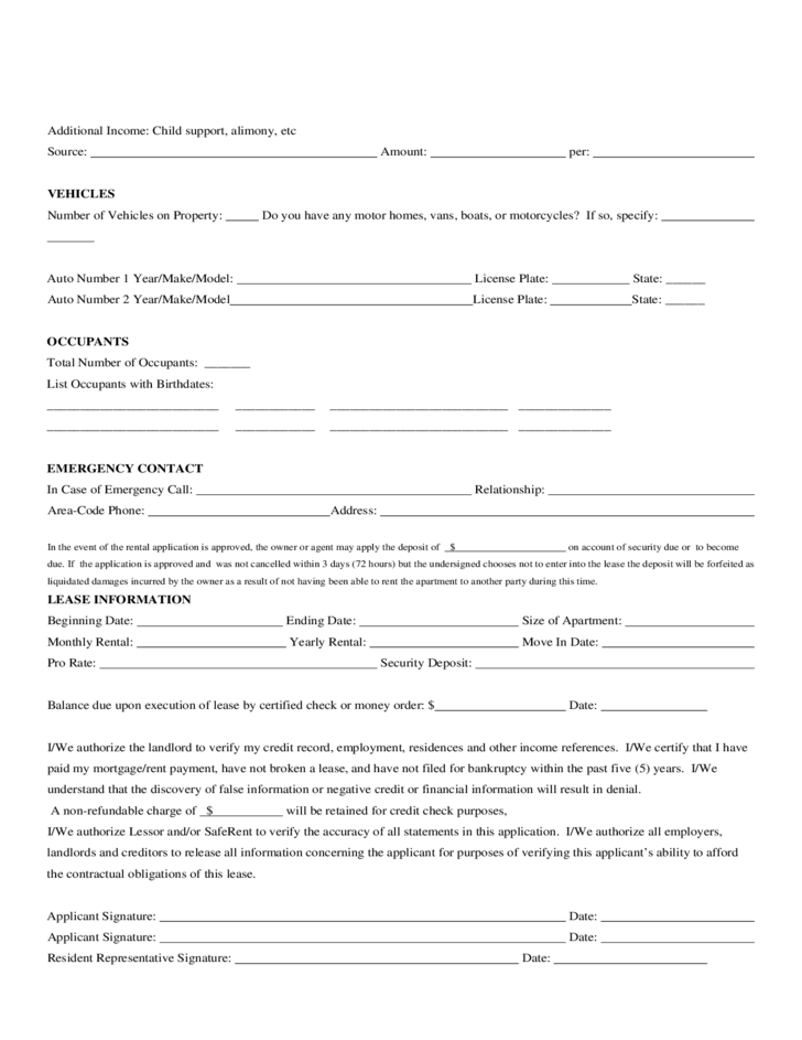 Michigan Rental Application Form Free Download