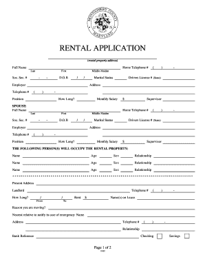 Montgomery County Md Rental Application Form Fill Online Printable 