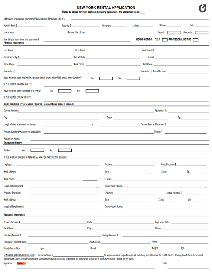 New York Rental Application Template In 2020 Rental Application 