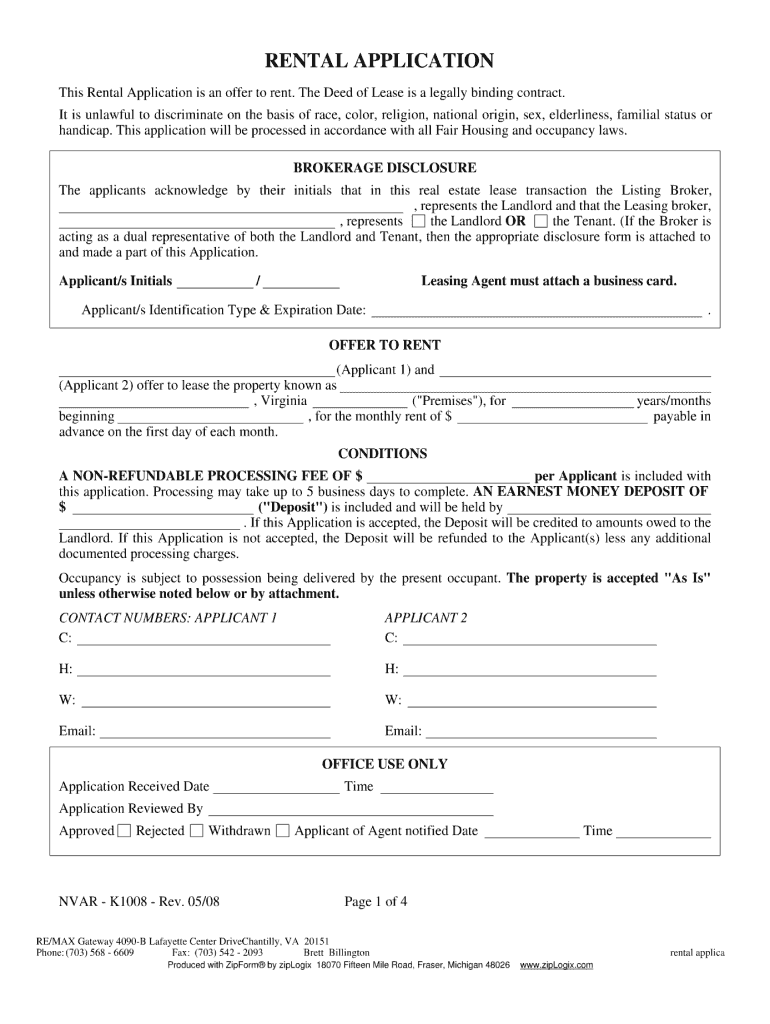 Nvar Rental Application Fill Out And Sign Printable PDF Template 