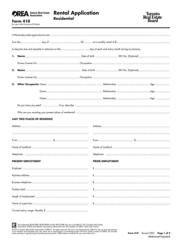 Orea Rental Application Fill Online Printable Fillable Blank 