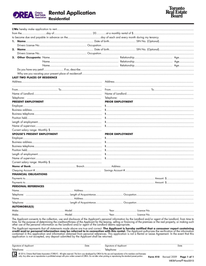 OREA Rental Application Form By Karen Law Issuu