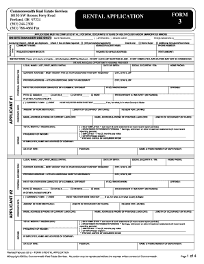 Oregon Rental Application Fill Online Printable Fillable Blank 