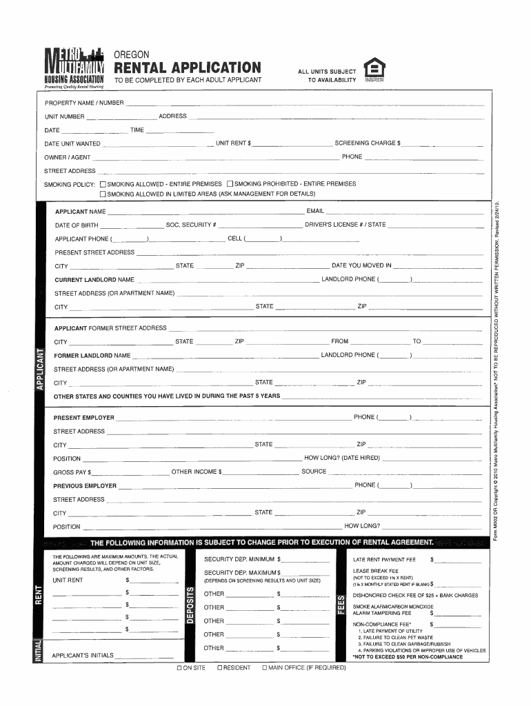 Oregon Rental Application Fill Out And Sign Printable PDF Template 