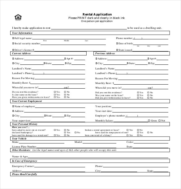 Printable Rental Application That Are Witty Pierce Blog