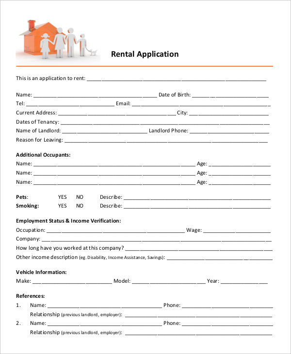 Printable Rental Applications Template Business PSD Excel Word PDF