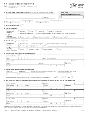Printable Rental Bond Lodgement Form Pdf Edit Fill Out Download 