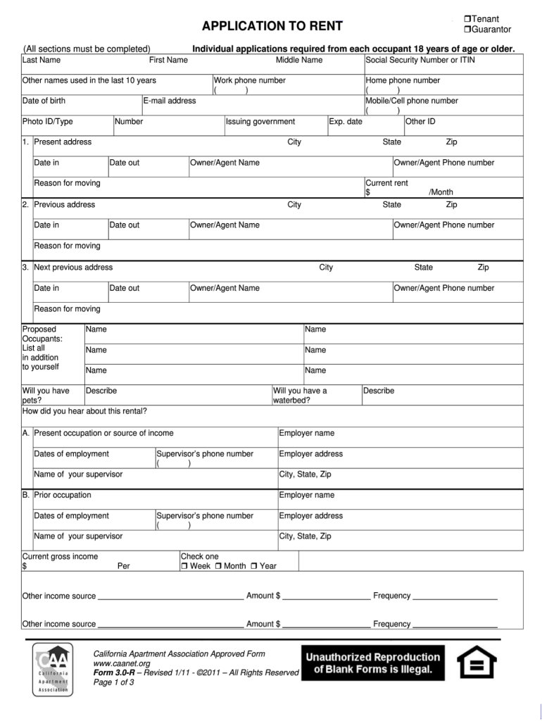Rental Application California 2020 Fill And Sign Printable Template 