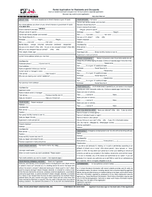 Rental Application For Residents And Occupants Houston 2013 Fill 
