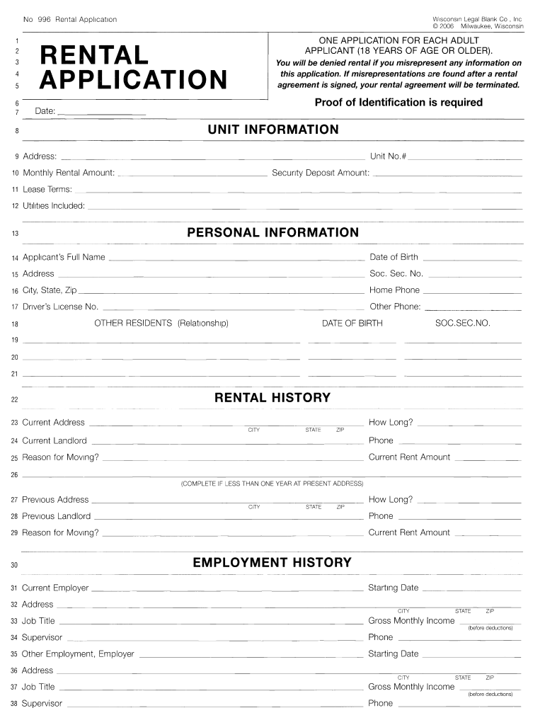 Rental Application Wisconsin Fill Online Printable Fillable Blank 