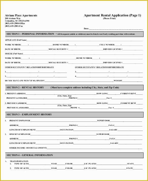 Rental Credit Application Template Free Of Free Arizona Rental 