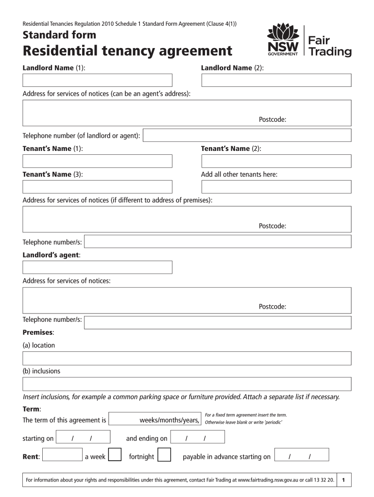 Residential Tenancy Agreement Nsw Fill Out And Sign Printable PDF