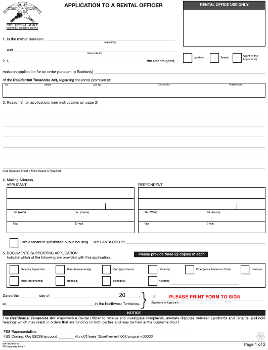 RTA Form 1 NWT3529 Download Fillable PDF Or Fill Online Application 