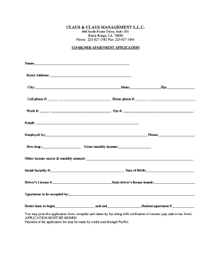 Submit Printable Apartment Cosigner Requirements Forms And Document 
