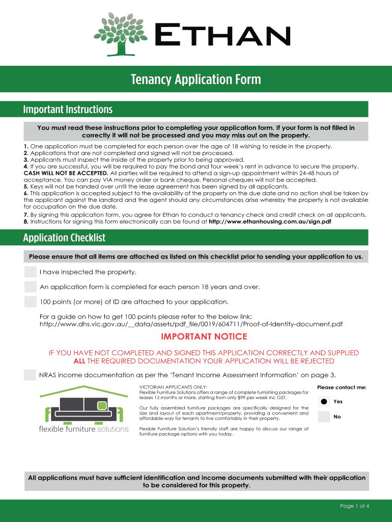 Tenancy Application Form Fill Online Printable Fillable Blank 