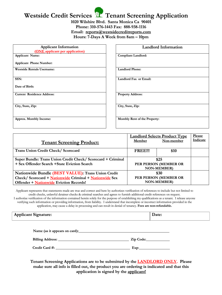 Tenant Screening Forms Fill Online Printable Fillable Blank 