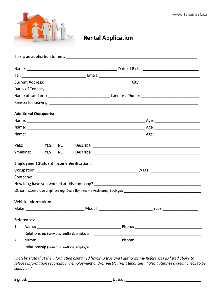 TenantsBC Rental Application Fill And Sign Printable Template Online