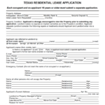 Texas Residential Lease Application Rental Application Application